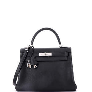 Hermes Kelly 28 Black Togo with Palladium Hardware